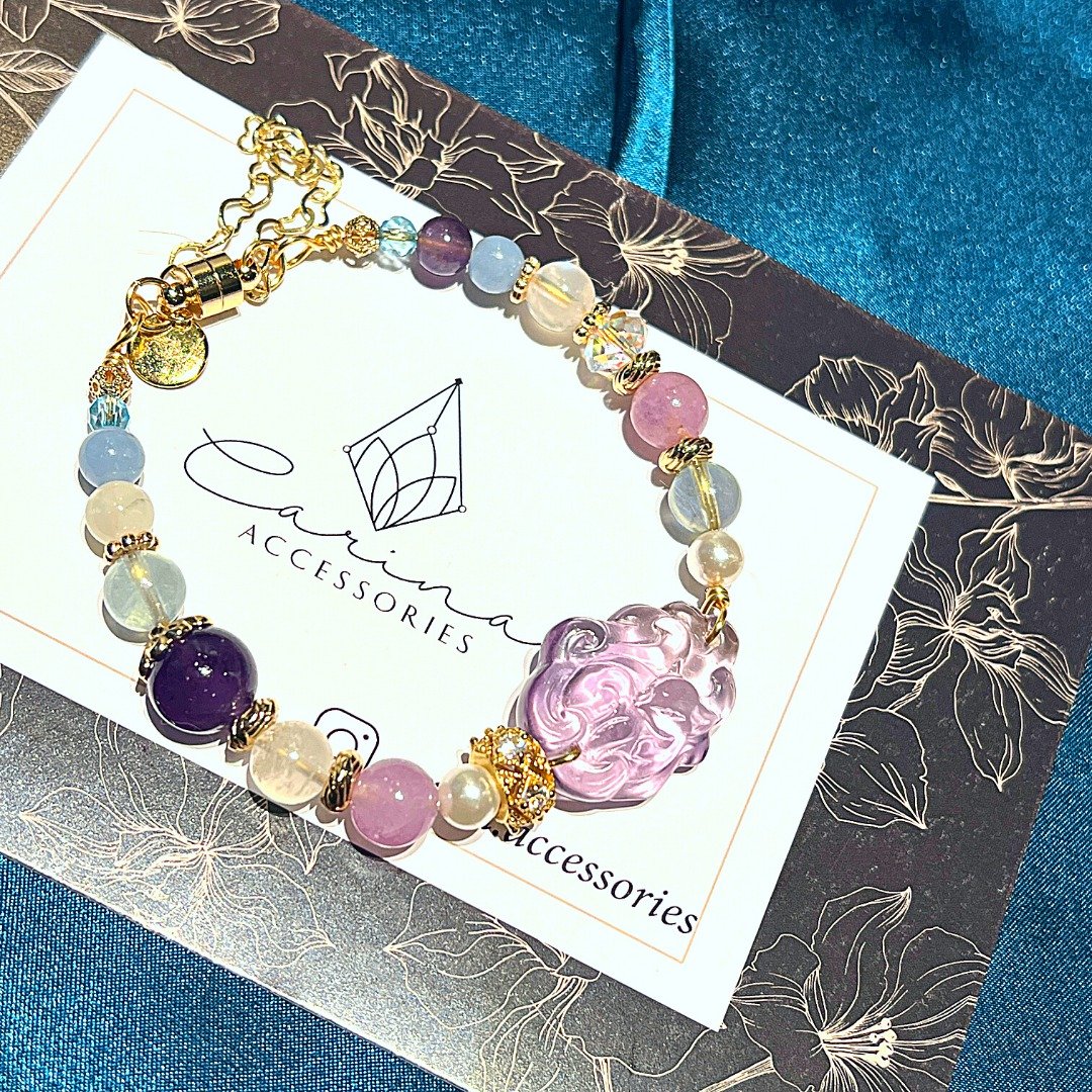 carina accessories 九尾狐仙 开运 能量 水晶 手环 饰品 薰衣草 - 手链/手环 - 水晶 紫色