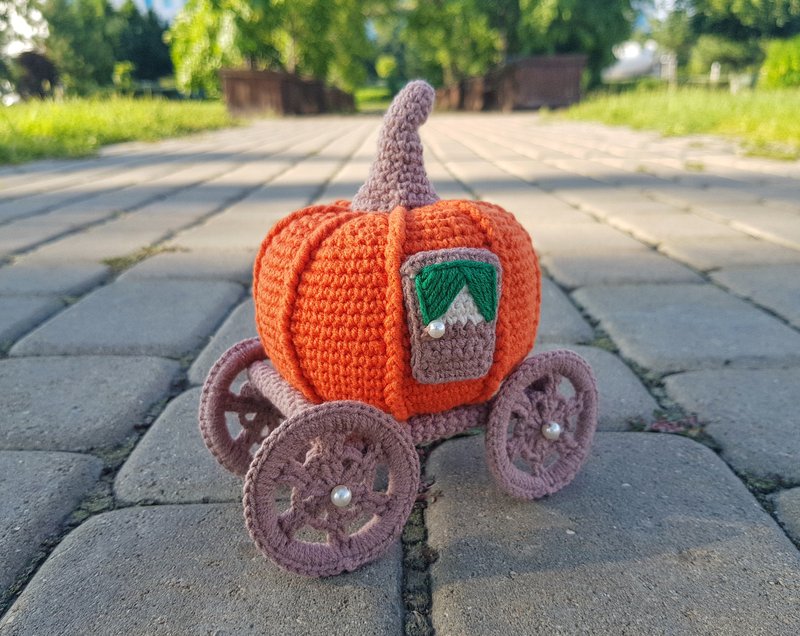 Pumpkin crochet pattern, crochet carriage Halloween home decor - 编织/刺绣/羊毛毡/裁缝 - 其他材质 