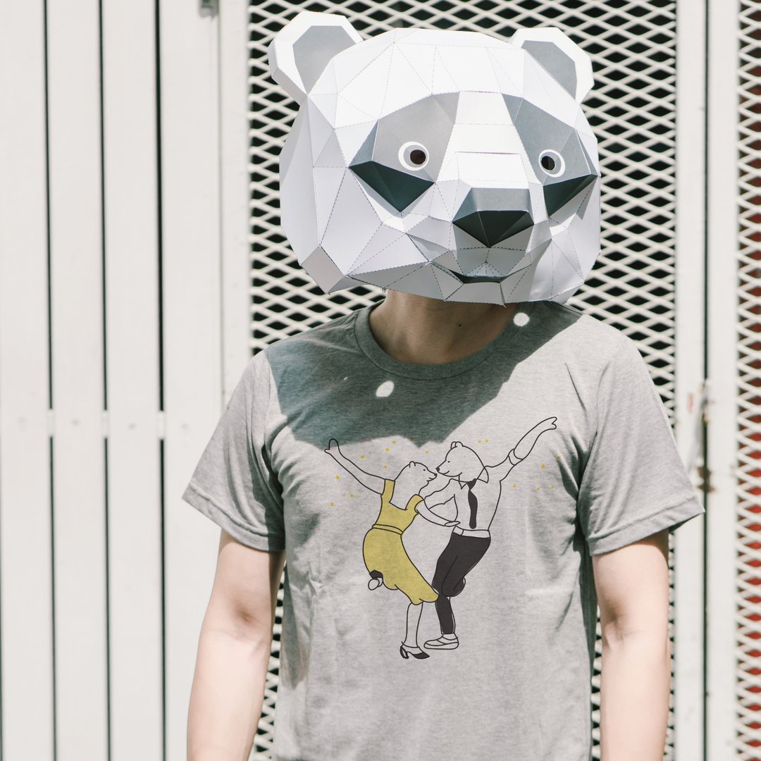'BA BA BEAR'随着温度改变颜色T-shirt(灰色) - 中性连帽卫衣/T 恤 - 棉．麻 灰色