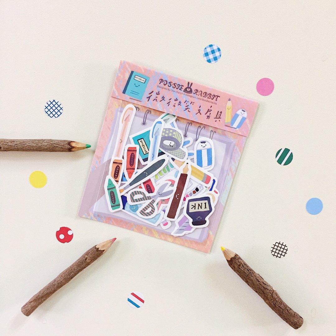 微微笑文房具贴纸组(25枚) - 贴纸 - 防水材质 粉红色