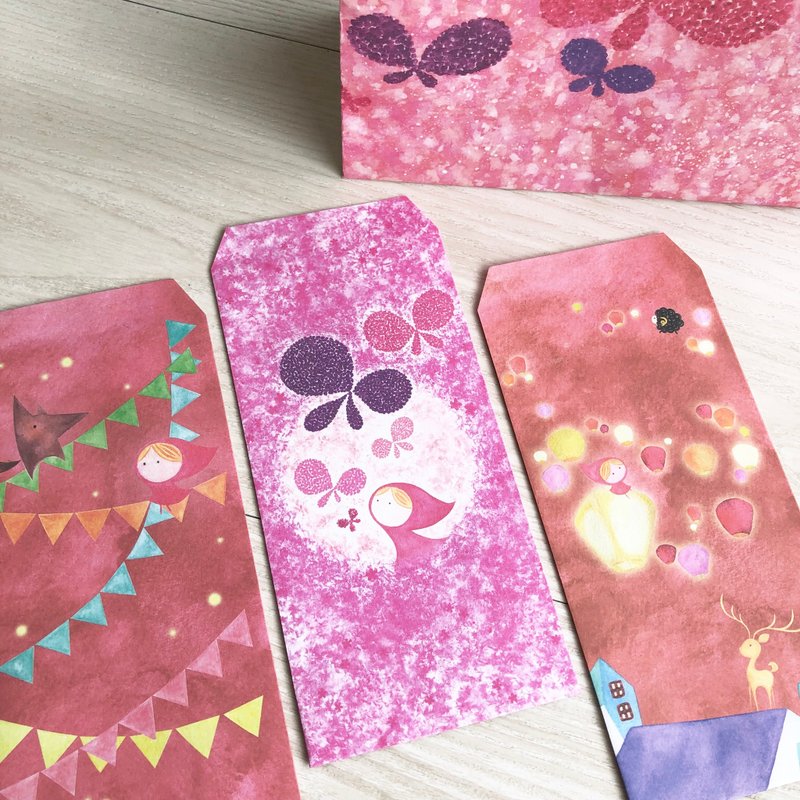 插画红包袋－三款9入－小红帽萝西好朋友 - 红包/春联 - 纸 红色