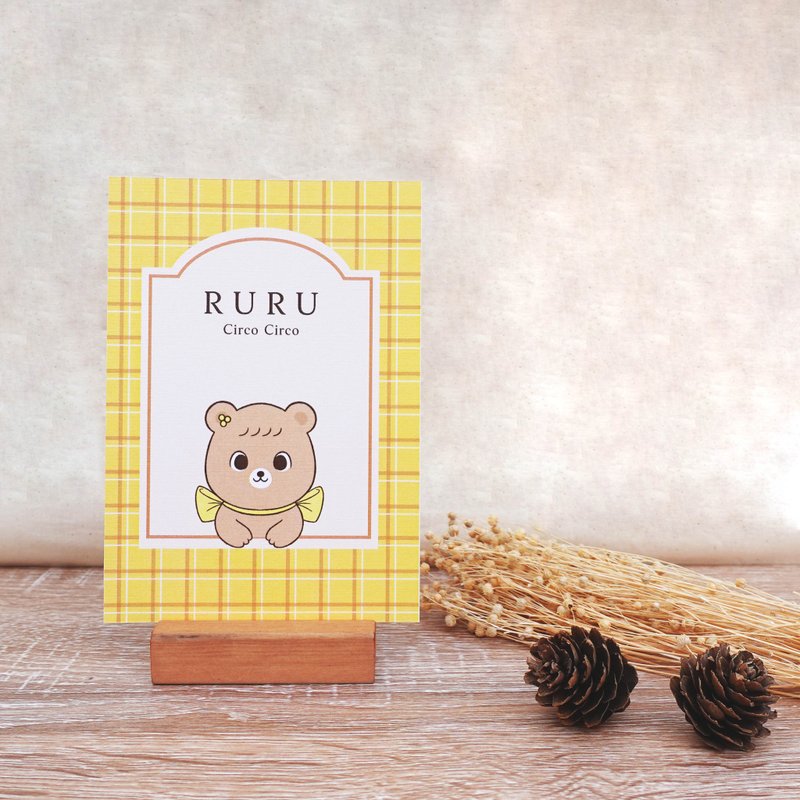 (3)小熊路路 格纹明信片 - 卡片/明信片 - 纸 黄色