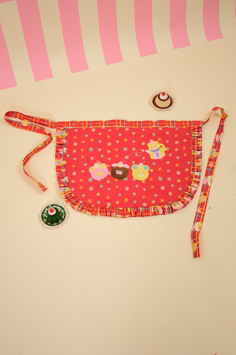 昭和甜品屋毛巾绣双面穿围裙 日系可爱少女配饰 - 围裙 - 棉．麻 多色