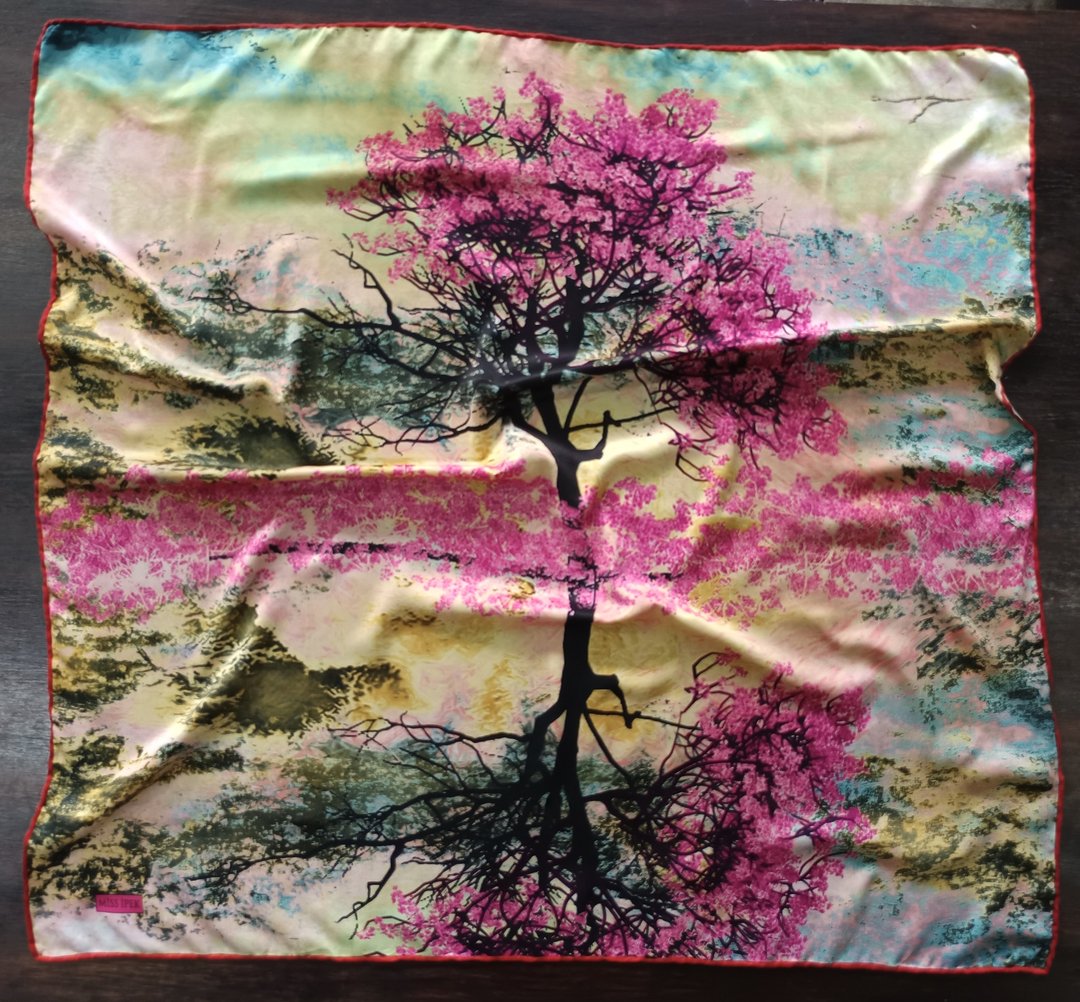 复古 Miss Ipek 丝巾，34 x 34 英寸，正品，土耳其 100% 纯丝巾 - 丝巾 - 丝．绢 粉红色