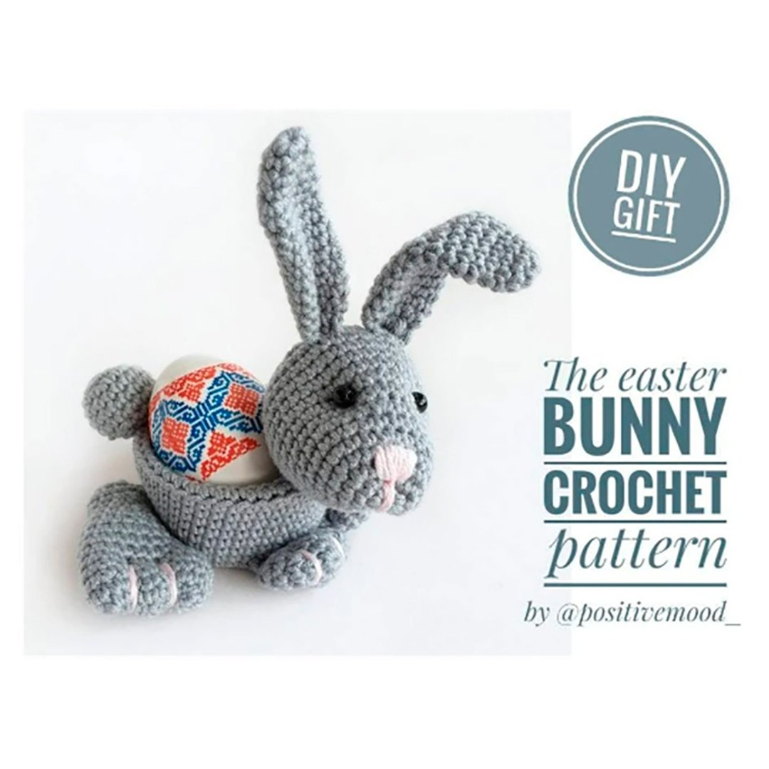 The easy crochet pattern of Easter bunny to make cute spring treat Easter basket - 编织/刺绣/羊毛毡/裁缝 - 棉．麻 