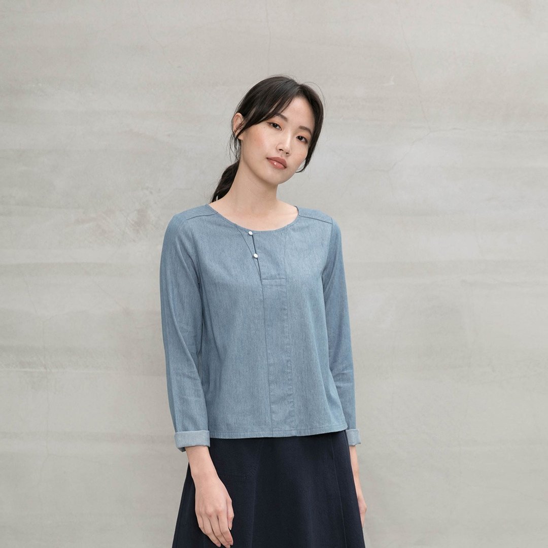 闲适自在独特门襟上衣 Peace Of Mind Design Placket Top T317 - 女装上衣 - 棉 多色