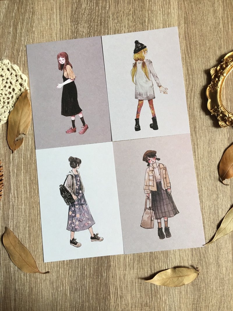 水彩少女明信片组 - 卡片/明信片 - 纸 多色