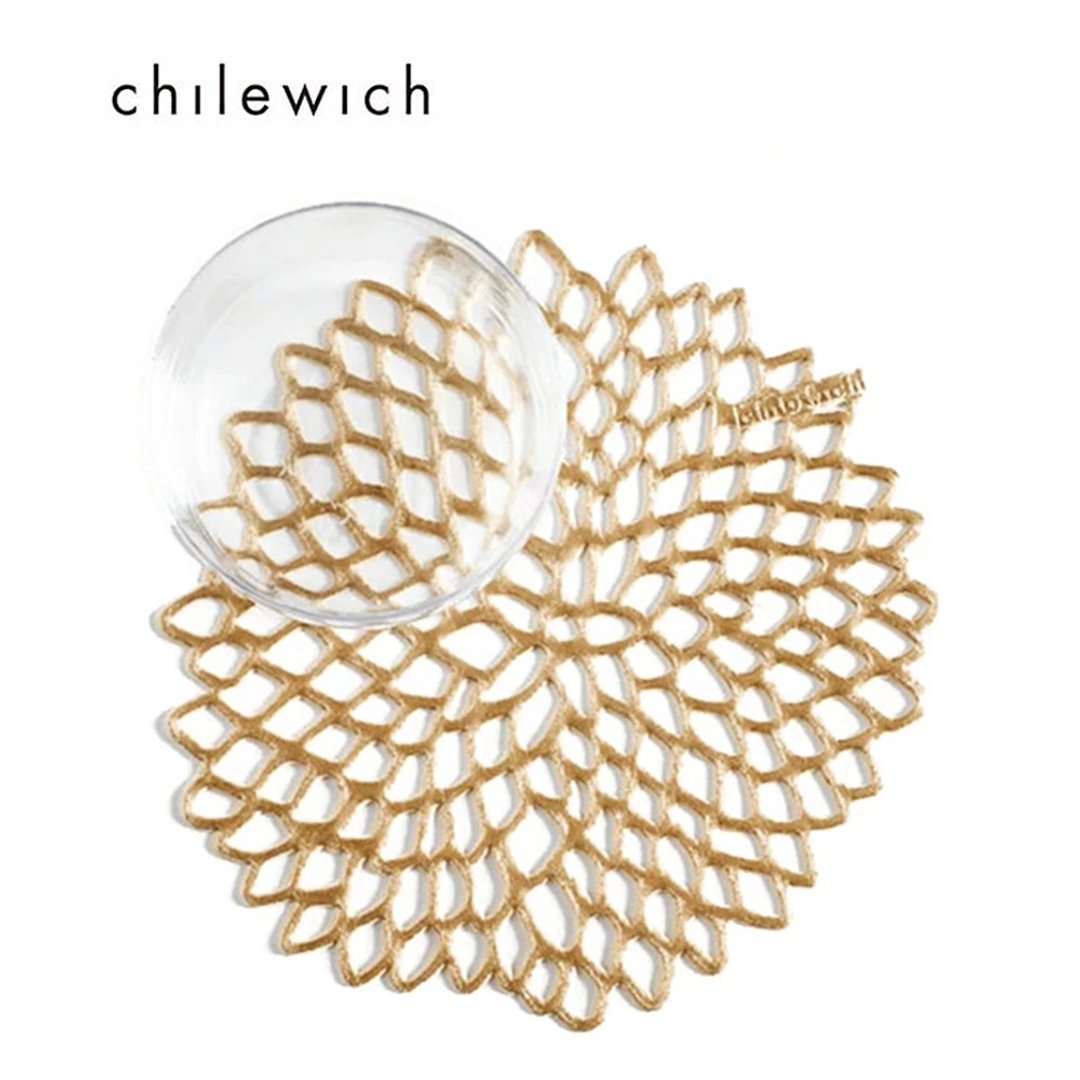 Chilewich / 大丽花Dahlia圆形餐垫36×39cm-金铜色 - 餐垫/桌巾 - 塑料 金色