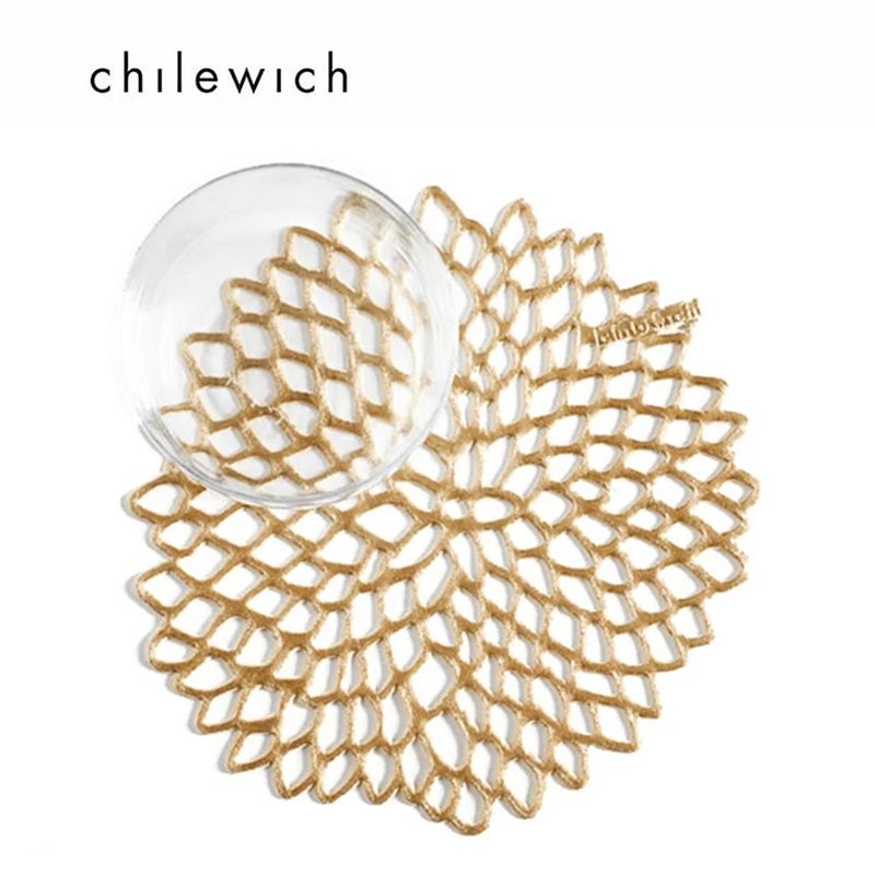 Chilewich / 大丽花Dahlia圆形餐垫36×39cm-金铜色 - 餐垫/桌巾 - 塑料 金色