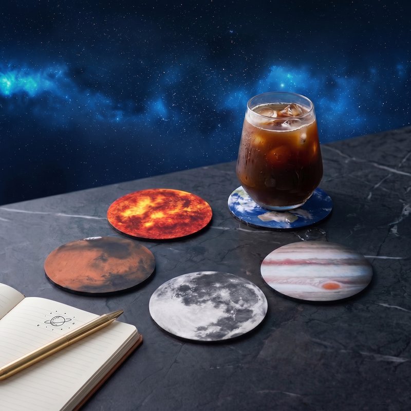 日本 Magnets 太空系列宇宙星球造型防泼水杯垫组 (一组 5 种不同星球) - 其他 - 其他材质 蓝色