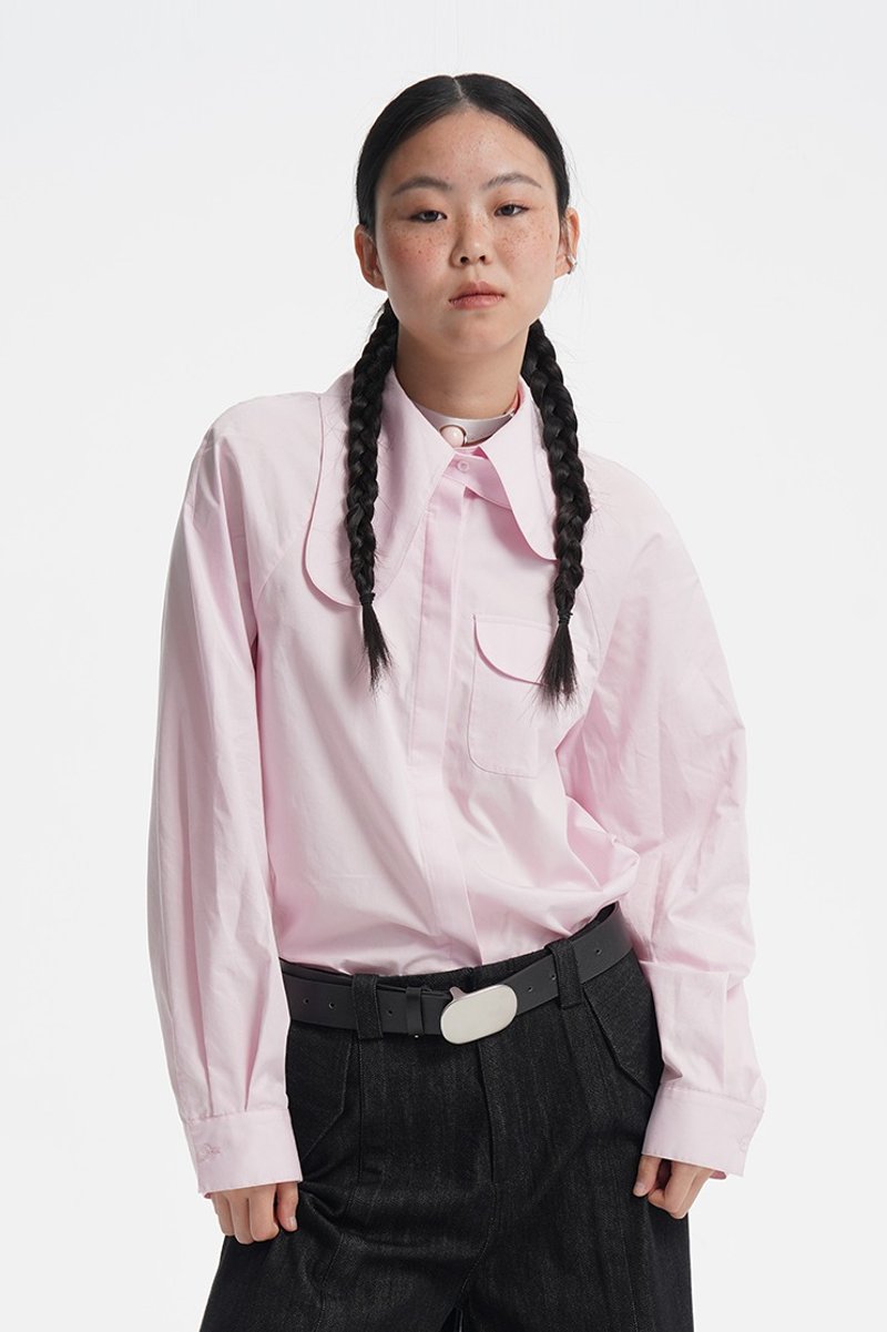 ORDER 不对称异形粉色衬衫 - 女装衬衫 - 棉．麻 粉红色