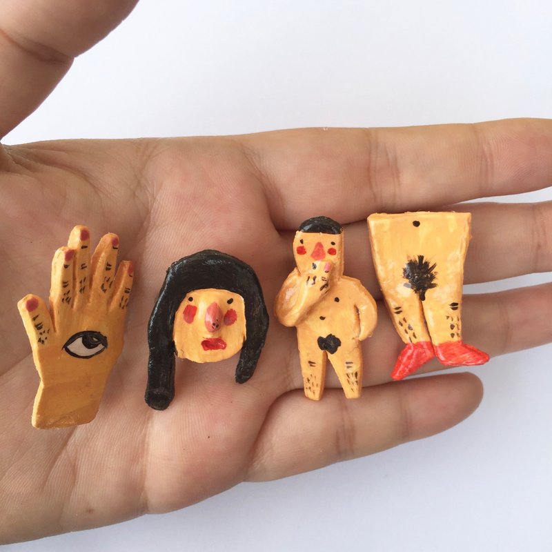 人体部位手工别针 4/4 - 胸针 - 其他材质 多色