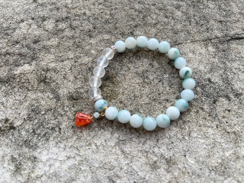 Angel's tears翠色-天然缅甸玉 糯种清浅飘绿翡翠设计单圈手串 - 手链/手环 - 宝石 绿色