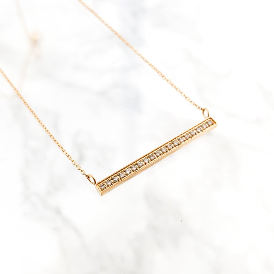 stanless cz bar necklace n303 項鍊 立方氧化鋯 - 项链 - 其他金属 金色