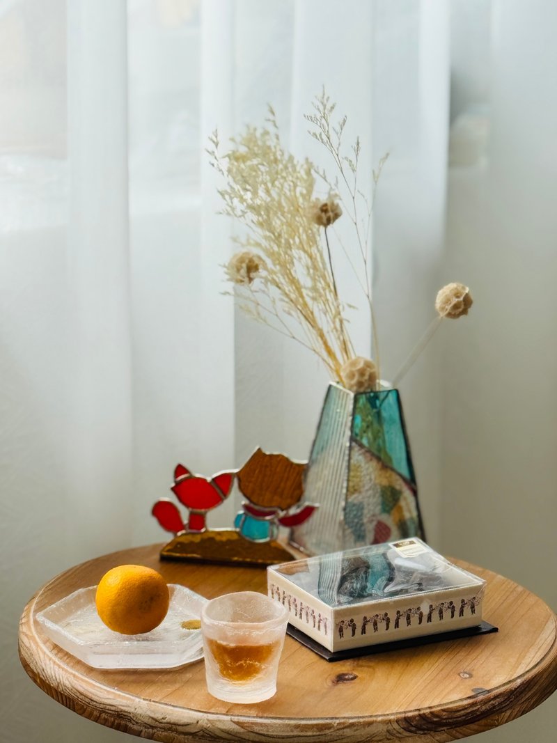 彩色玻璃镶崁玻璃-小王子与狐狸烛台 - 摆饰 - 玻璃 