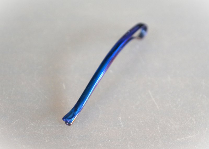 钛金发夹，温柔钛金发夹，深蓝，短款55mm - 发饰 - 其他金属 蓝色