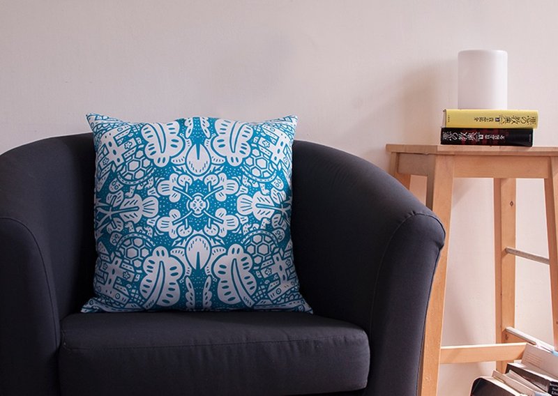 ( 订制 ) 抱枕套   寿印花 - 枕头/抱枕 - 聚酯纤维 蓝色