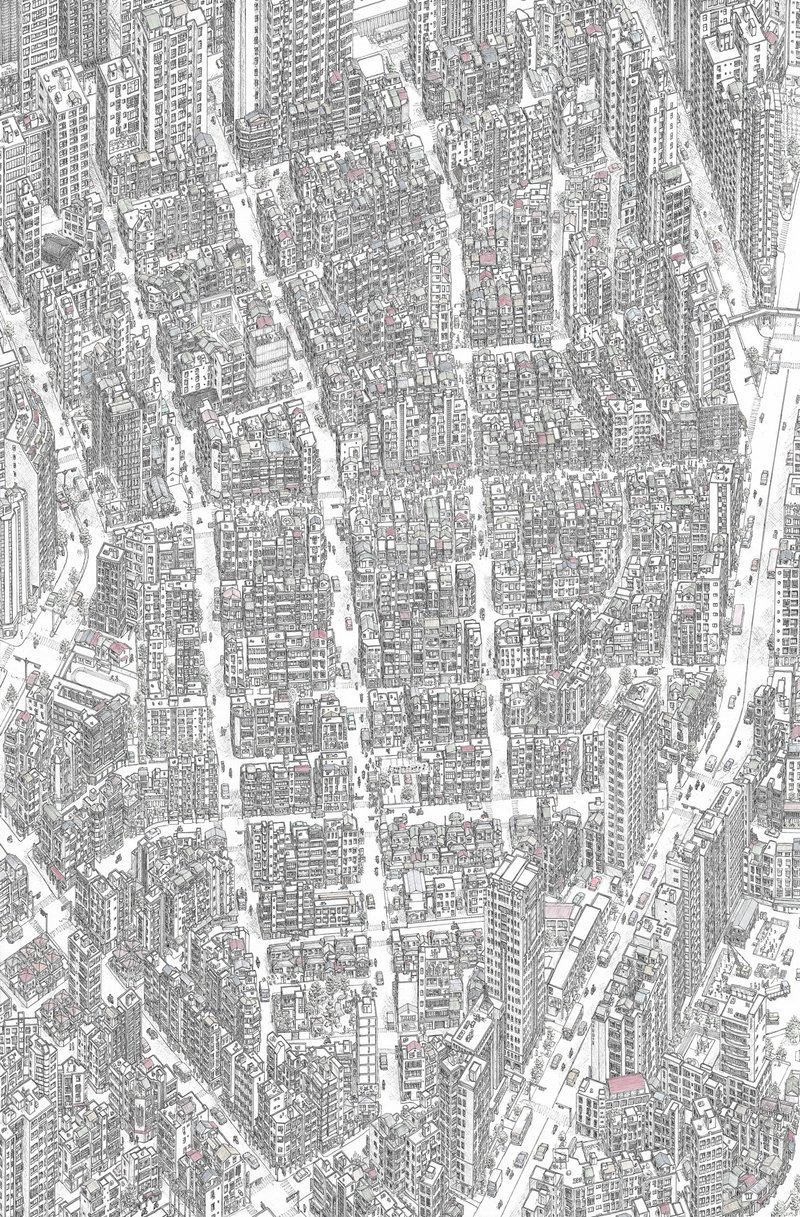 台北风情画 通化街 艺术版画 - 墙贴/壁贴 - 纸 白色