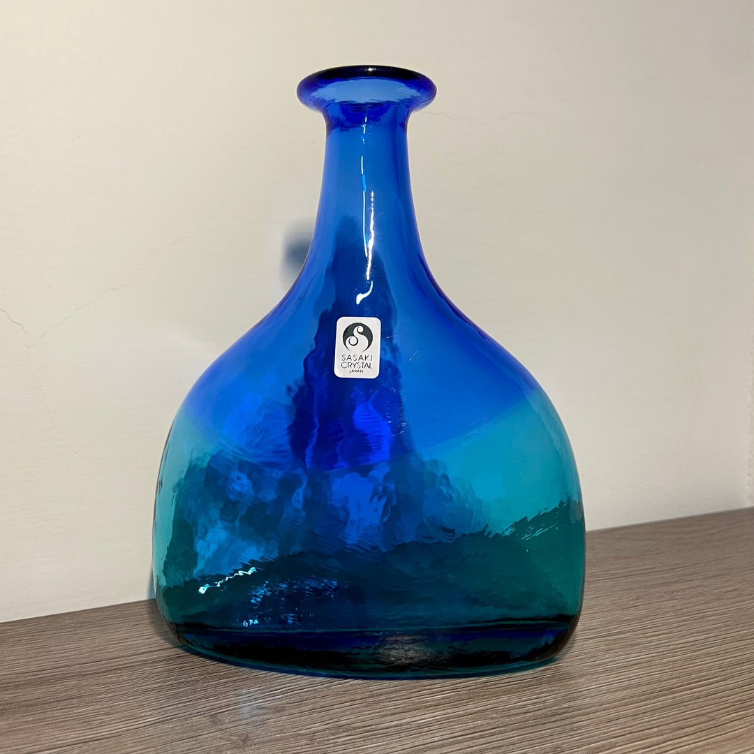 Sasaki Crystal 佐佐木哨子 宽底窄口花瓶 - 花瓶/陶器 - 玻璃 蓝色