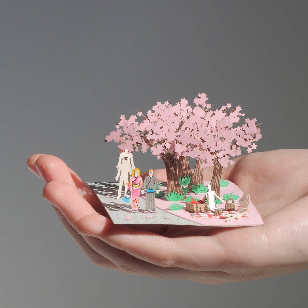 樱花路 FingerART纸艺术模型 连展示盒 日本文化系列 (SJ-524) - 木工/竹艺/纸艺 - 其他材质 红色
