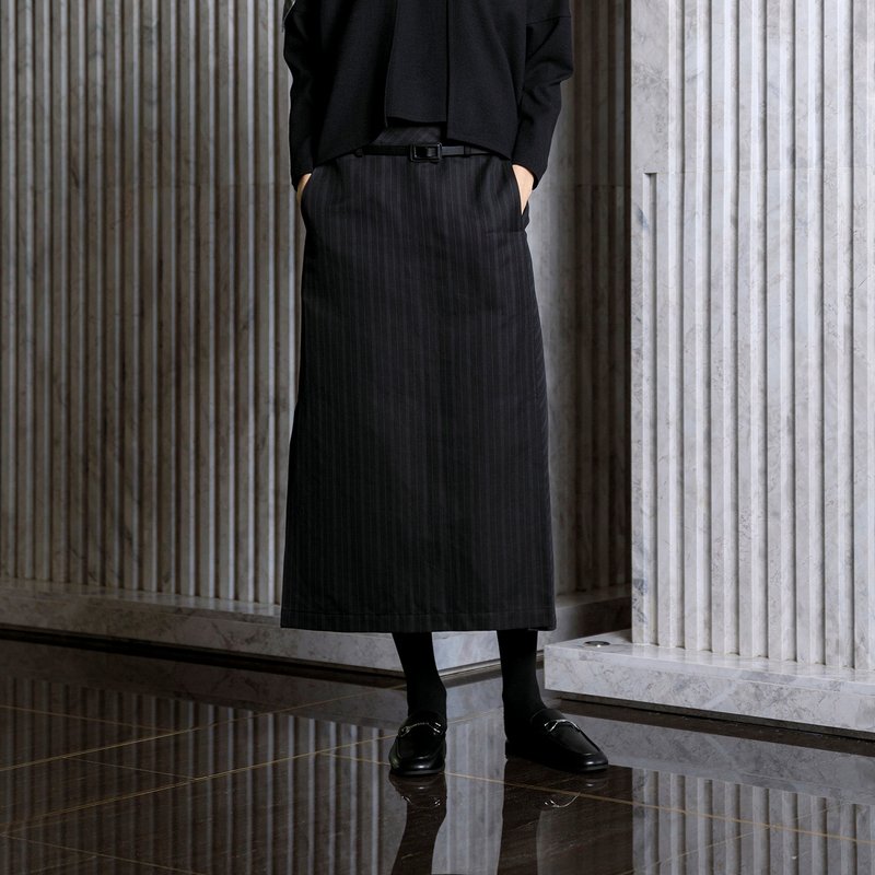 斜纹开衩长裙 - 裙子 - 其他材质 黑色