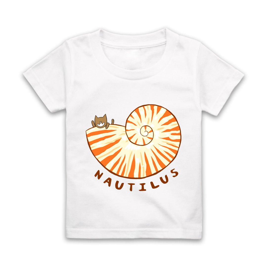 字母N-NAUTILUS袖T恤-白 - 童装上衣 - 棉 白色