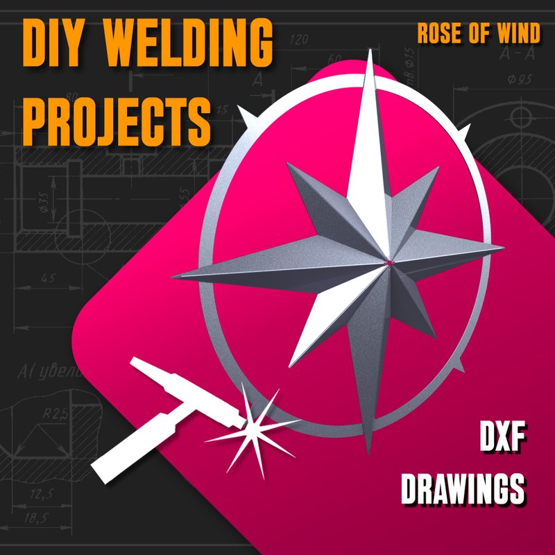 焊接项目计划图纸风之玫瑰（DXF、PDF） - 图文模板设计 - 其他材质 