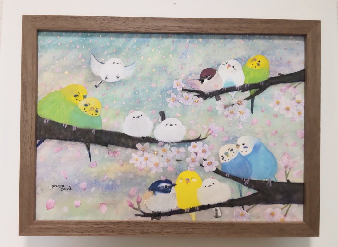 木框画作【樱花萌鸟】 - 海报/装饰画/版画 - 纸 粉红色