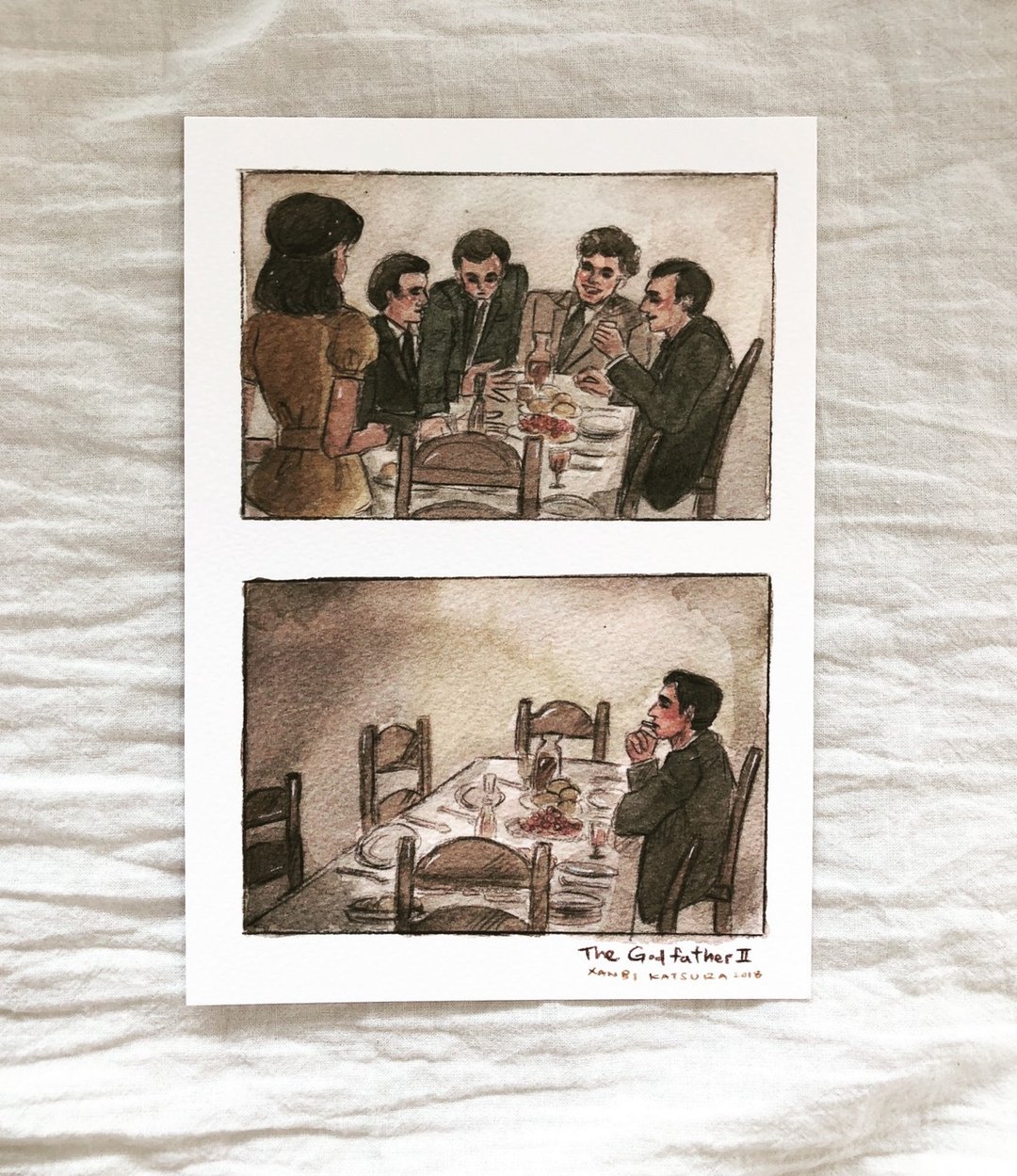 教父 The Godfather 2 电影插画明信片 麦可柯里昂款 - 卡片/明信片 - 纸 