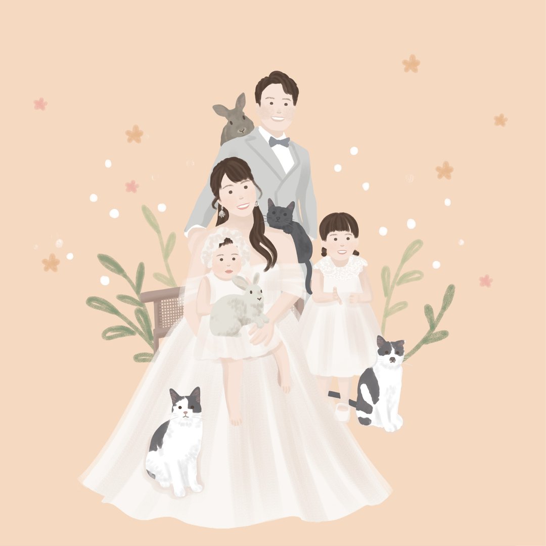 【定制绘本风格 全家福插画设计】电子档 - 电子手绘真人画像/绘画/插画 - 其他材质 