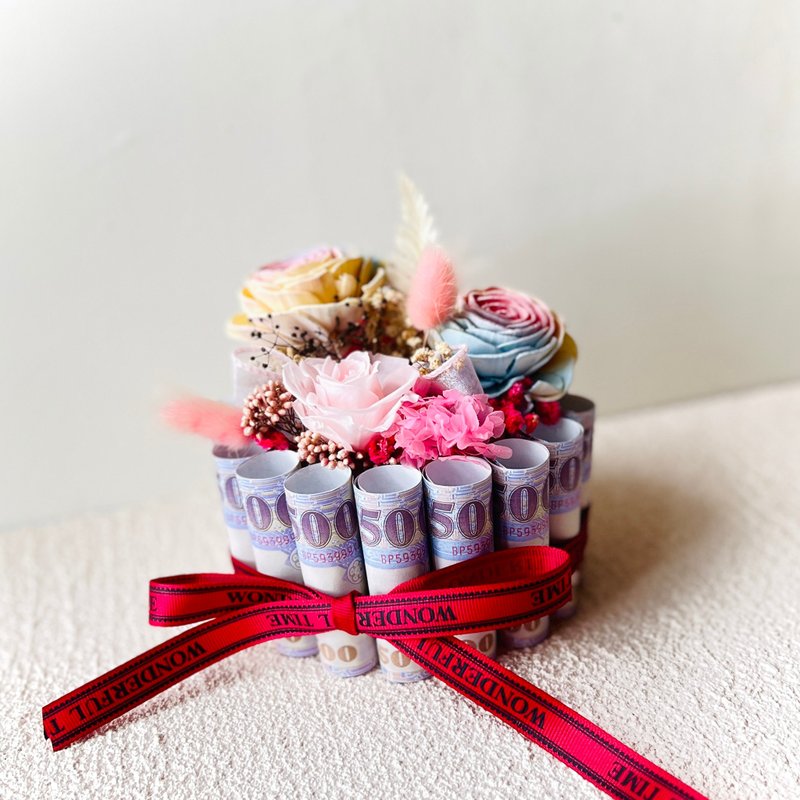 钞票永生花蛋糕定制化下单区-有钱花-商品不含钞票需自行放入 - 干燥花/捧花 - 植物．花 