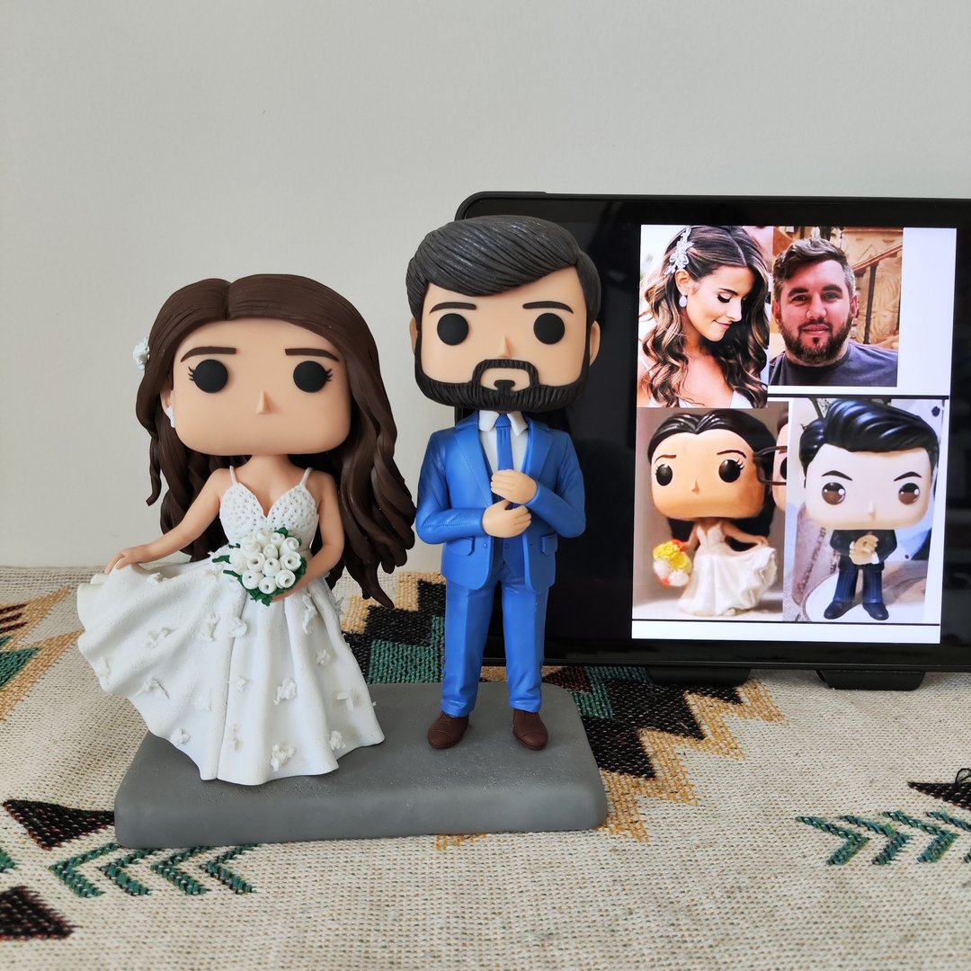 纯手工定制美国Funko Pop 自画像公仔情侣父母夫妻结婚周年礼物 - 玩偶/公仔 - 粘土 多色