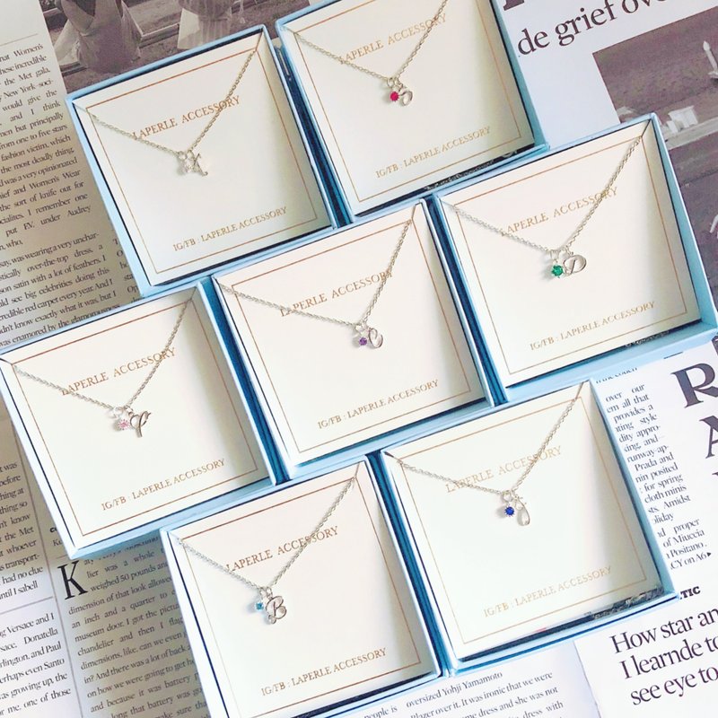 定制化礼物 定制 英文字母  宝石 颈链 项链 姊妹礼物 - 项链 - 其他金属 银色