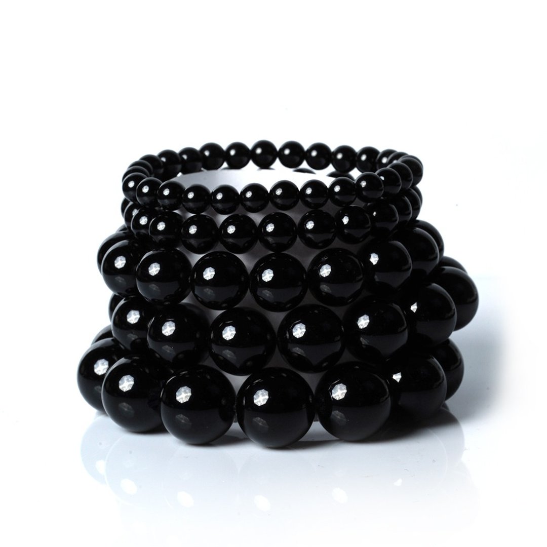 黑碧玺手珠 6mm 8mm 10mm 12mm 14mm 16mm - 手链/手环 - 半宝石 黑色