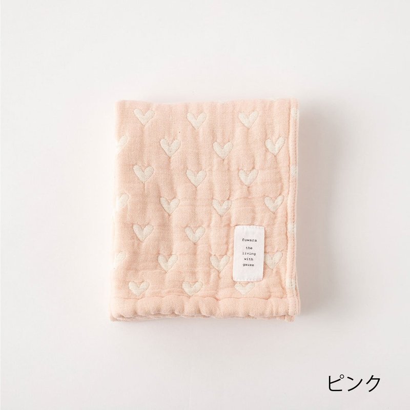 【日本fuwara六重纱毛巾】浅粉色爱心毛巾 - 毛巾浴巾 - 棉．麻 粉红色