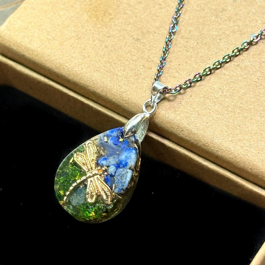 金色蜻蜓奥刚项链 - 项链 - 水晶 金色