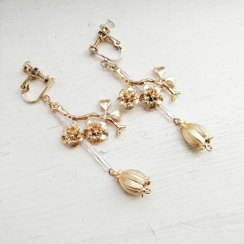 耳环 华丽 可改夹式 - 耳环/耳夹 - 其他材质 金色