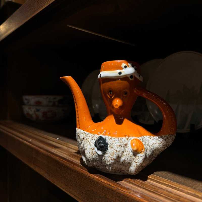 冲永良部岛 章鱼德利 - 酒杯/酒器 - 陶 红色