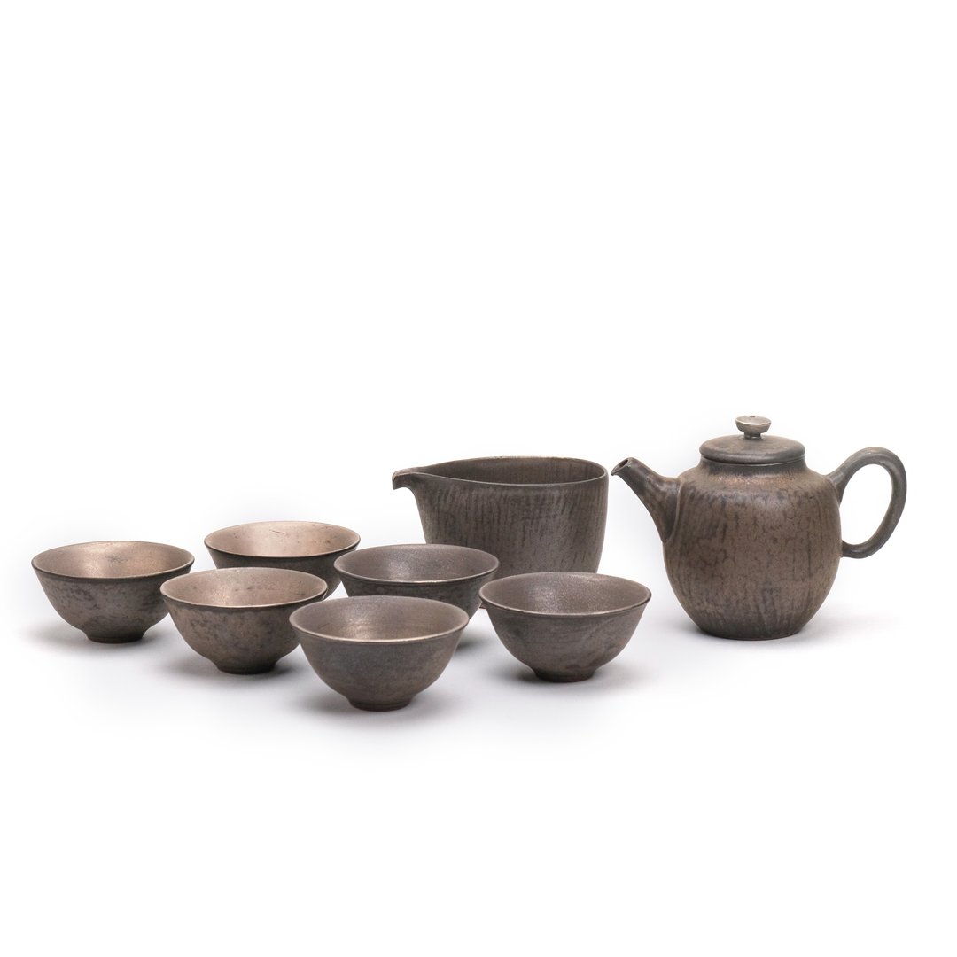 陶作坊 │ 伫在拓黑高壶8件礼盒组 - 茶具/茶杯 - 陶 黑色