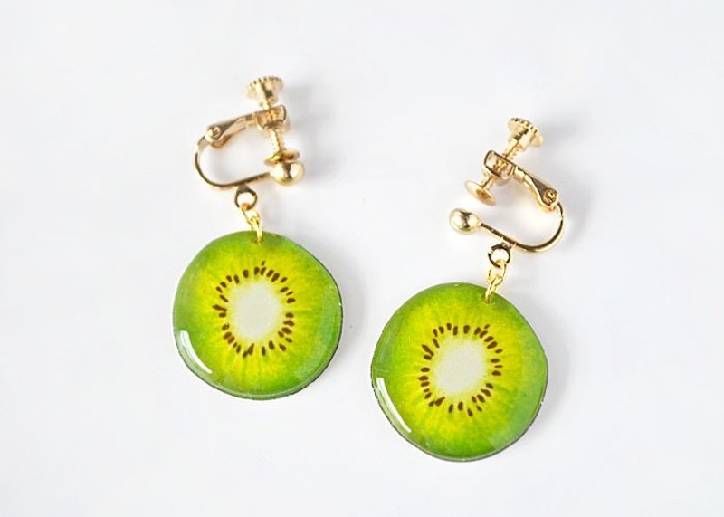 KIWI EARRING - 耳环/耳夹 - 塑料 绿色