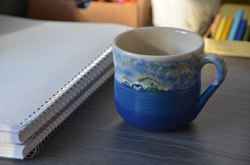 陶杯 | 山海 | 龟山岛 - 咖啡杯/马克杯 - 陶 蓝色