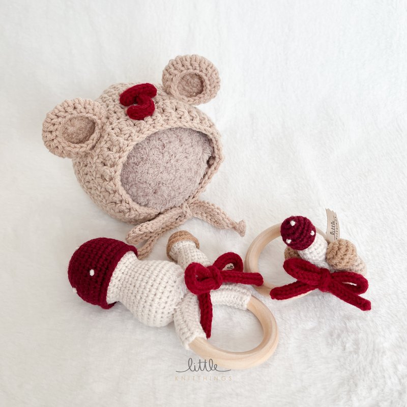 小蘑菇礼物套组 新生儿适用 - 玩具/玩偶 - 聚酯纤维 卡其色