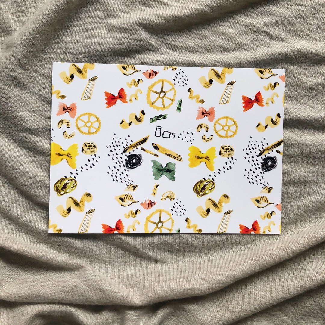 意大利面 明信片 料理Cooking postcard - 卡片/明信片 - 纸 白色