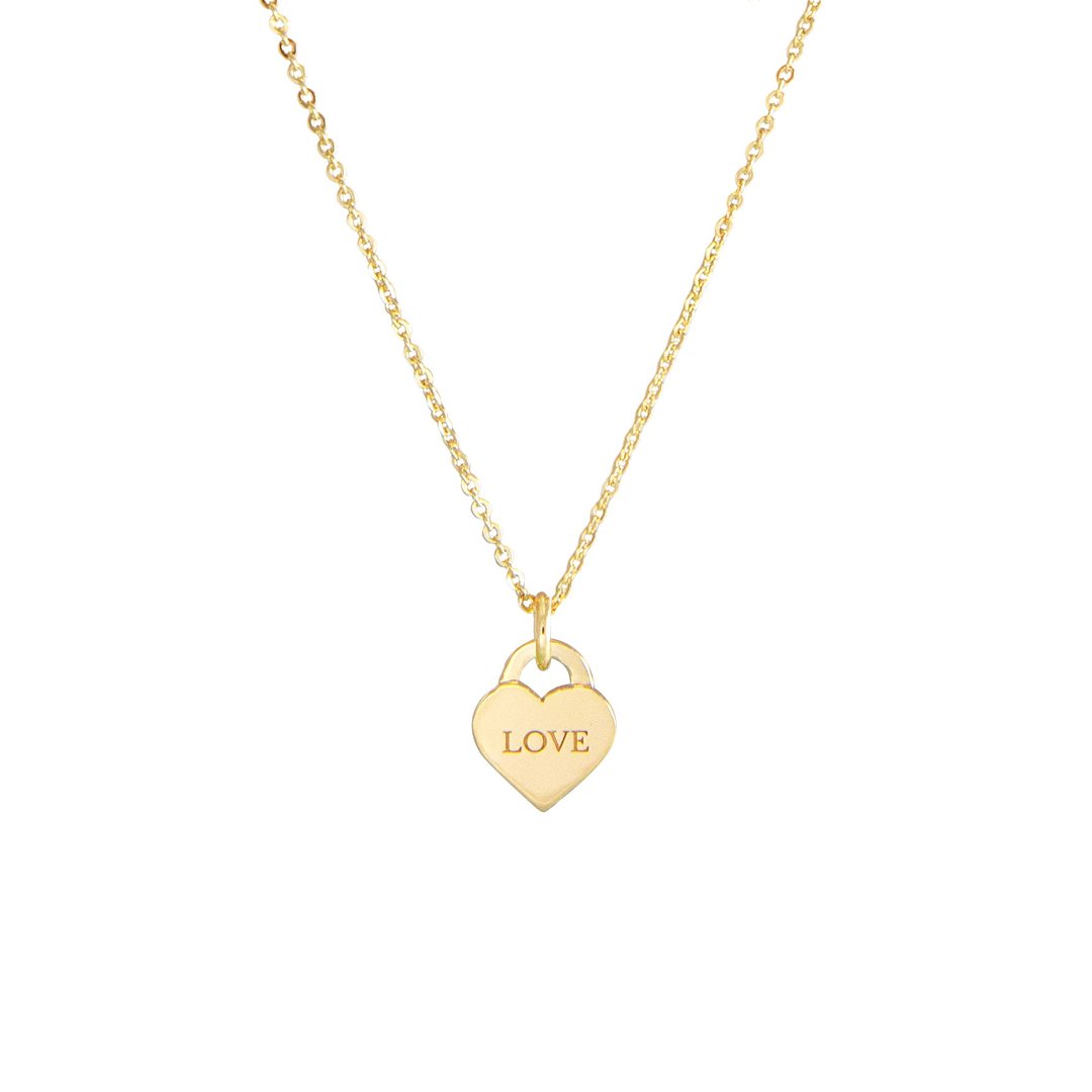 Love Lock Silver Necklace 爱心锁头LOVE纯银镀18K项链 - 项链 - 纯银 金色