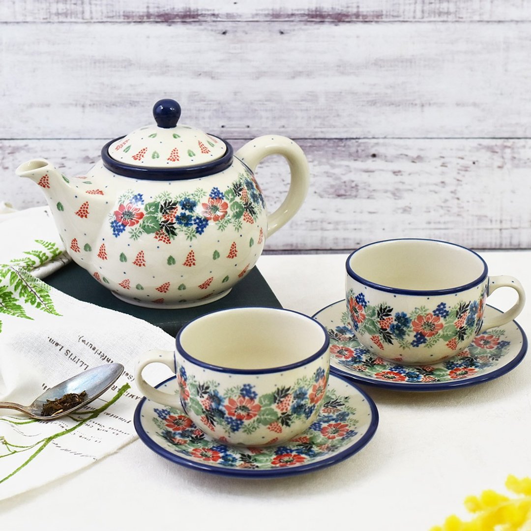 波兰手工陶杯壶组(1壶2杯组) - 茶具/茶杯 - 陶 