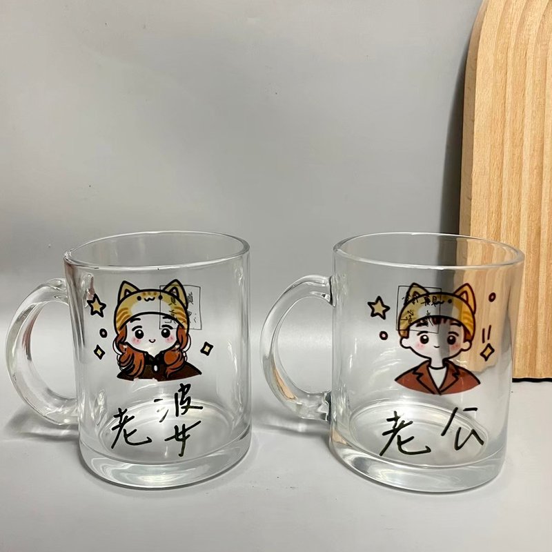 订制你的玻璃杯 早安杯 马克杯定制透明马克杯 - 玻璃杯 - 玻璃 白色