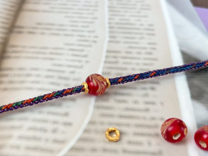 九紫离火涅盘手绳 - 手链/手环 - 24k 金 红色