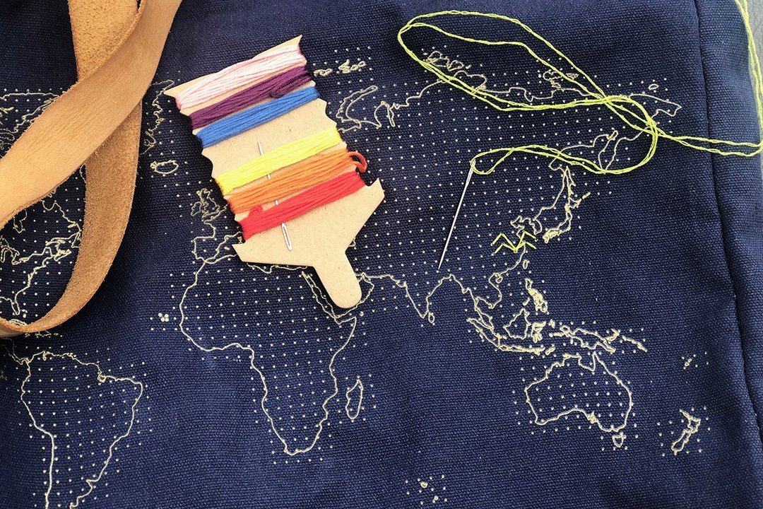 Goody Bag - 带我去旅行 护照夹+帆布袋组合+赠彩虹绣线 - 行李吊牌 - 真皮 蓝色