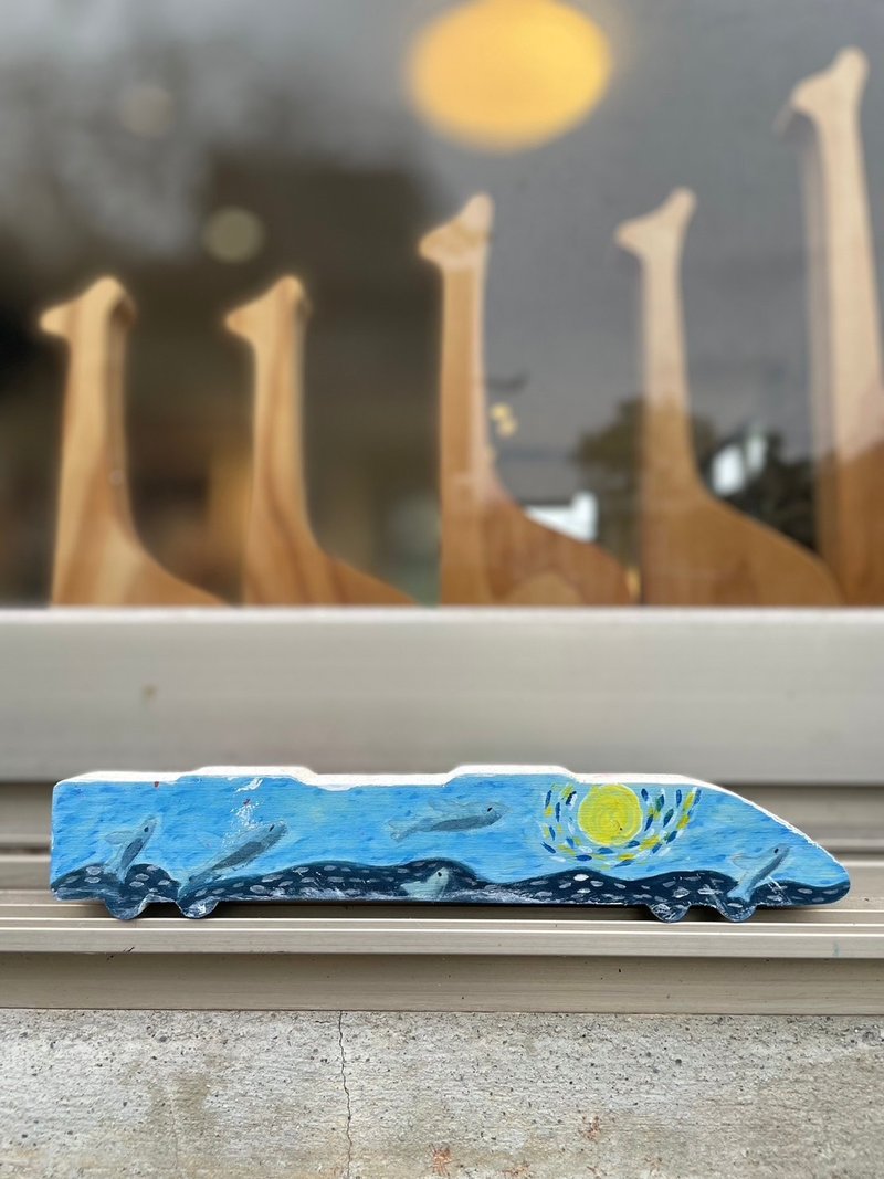 火车 - 彩绘积木 DIY 材料包 - 厚片单入 / 可加购彩绘工具 - 插画/绘画/写字 - 木头 咖啡色