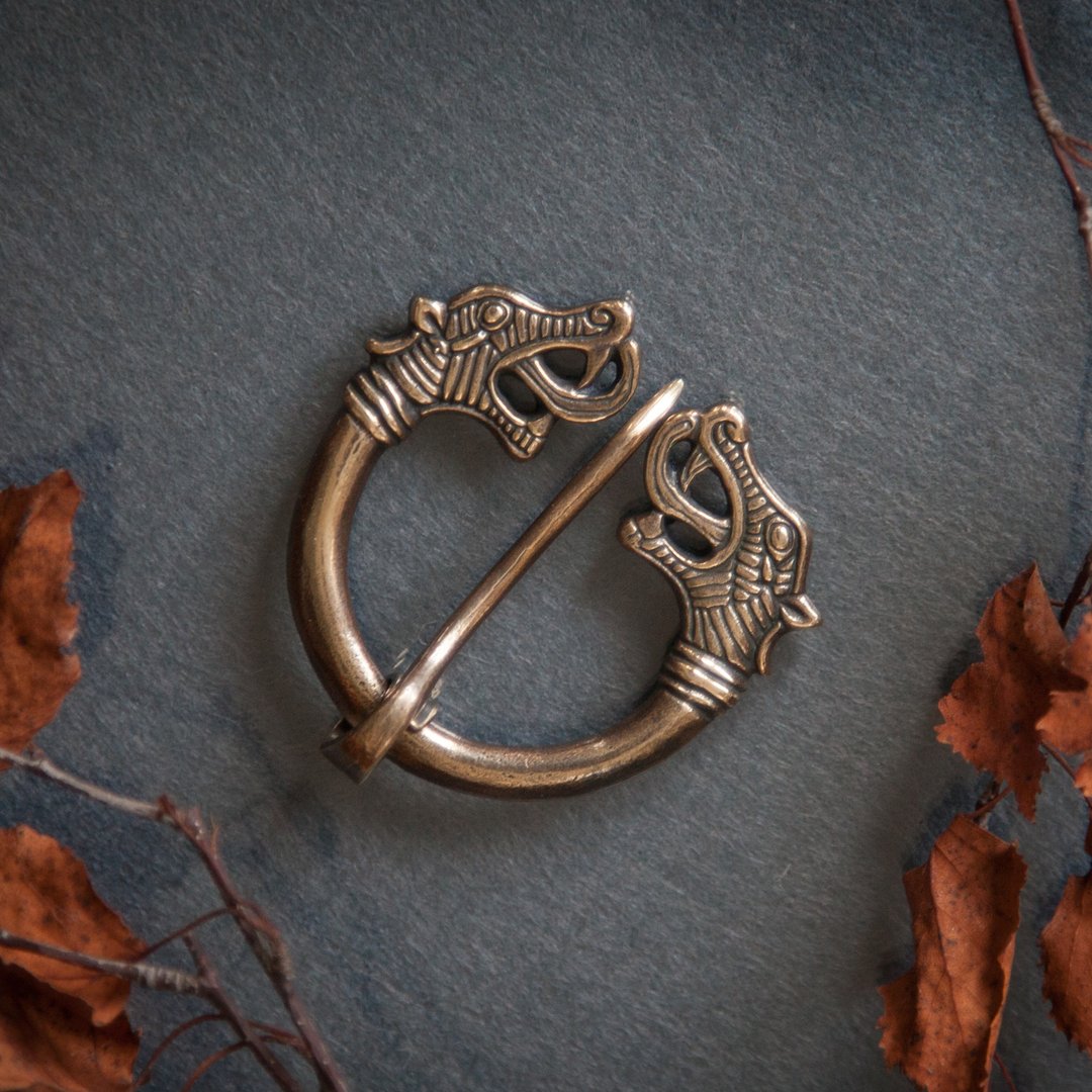 Dragon brooch. Handmade jewelry. Pagan art. Dragon fibula. Viking Norse replica. - 胸针 - 其他金属 橘色